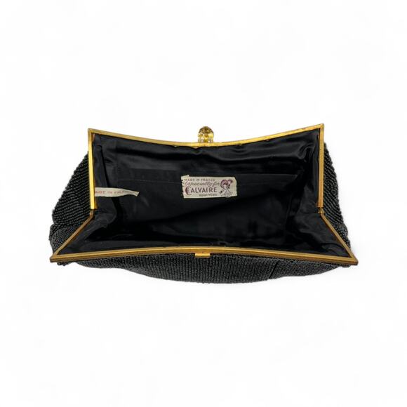 Vintage Calvaire Black Beaded Evening Clutch Purse | Made in France - Picture 5 of 13